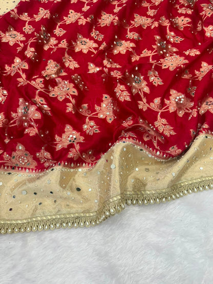 Ruby Red Banarasi Warm Silk Saree