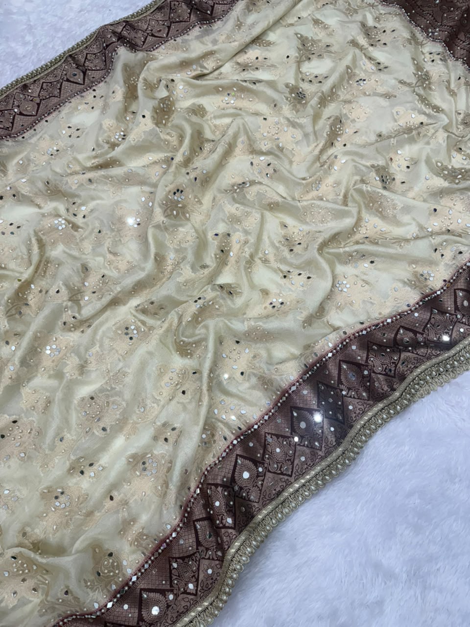 Champagne Beige Banarasi Warm Silk Saree