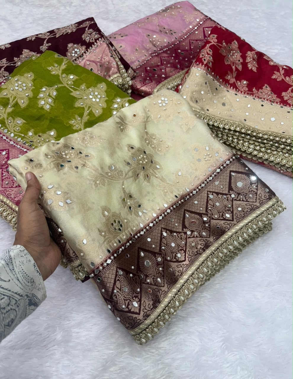 Champagne Beige Banarasi Warm Silk Saree