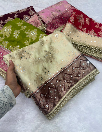 Champagne Beige Banarasi Warm Silk Saree