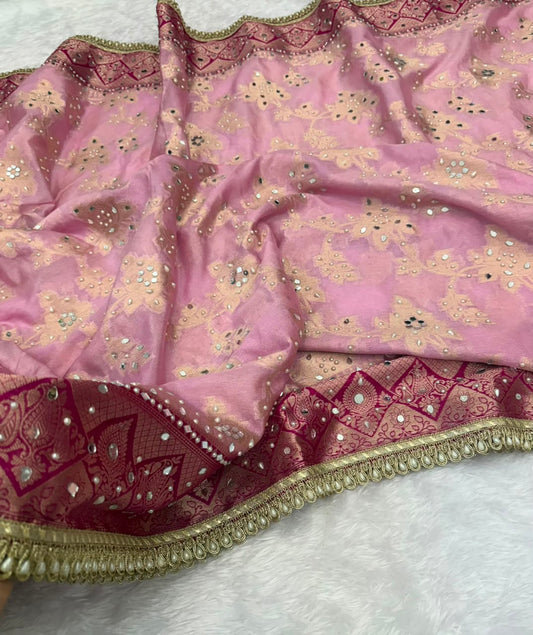 Blush Pink Banarasi Warm Silk Saree