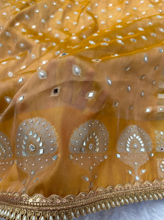 Golden Yellow Soft Tissue Silk Saree