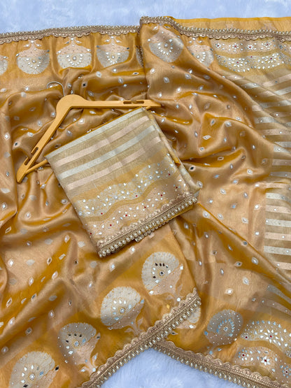 Golden Yellow Soft Tissue Silk Saree
