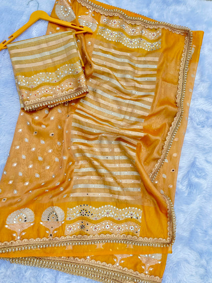 Golden Yellow Soft Tissue Silk Saree