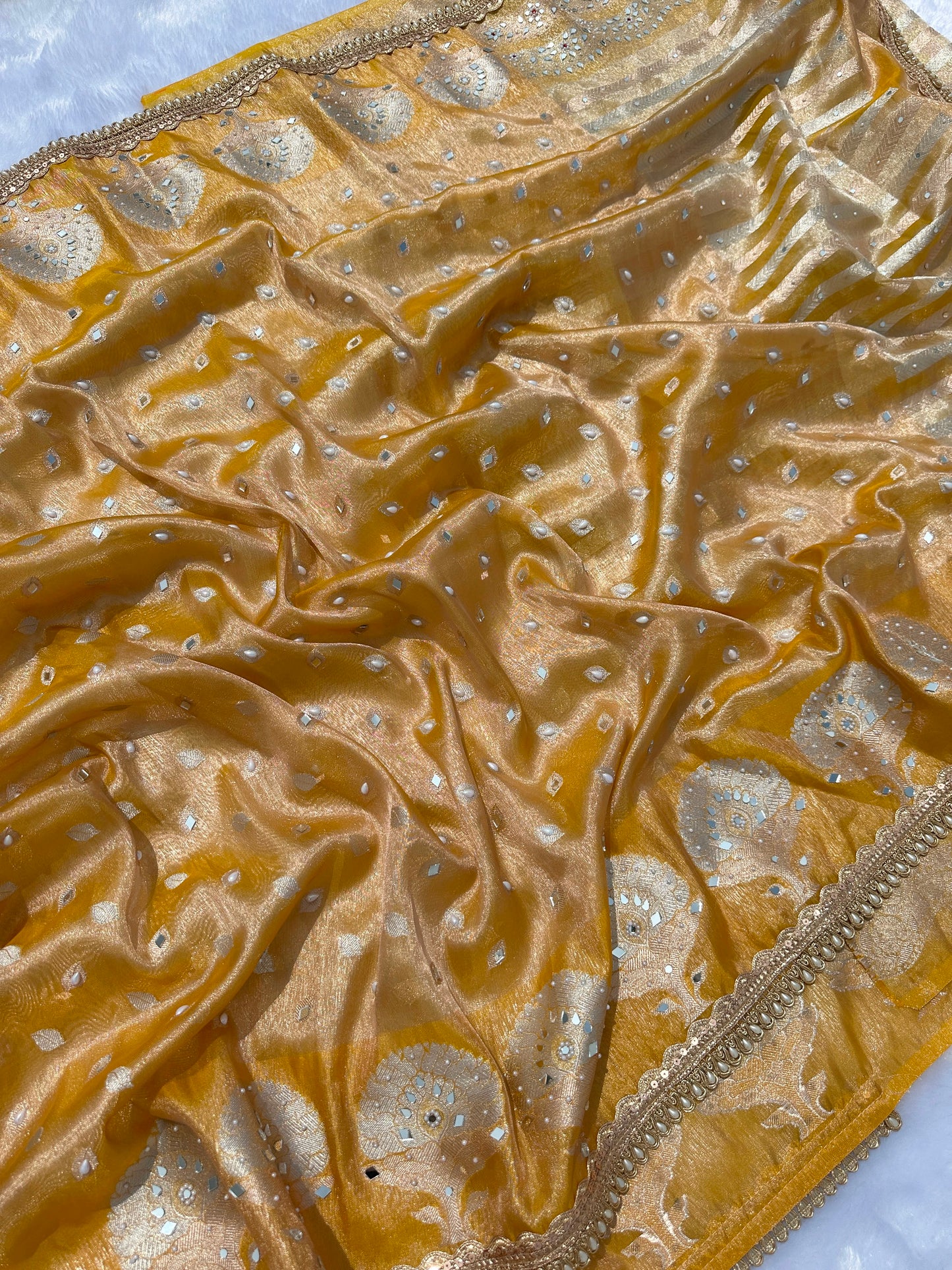 Golden Yellow Soft Tissue Silk Saree