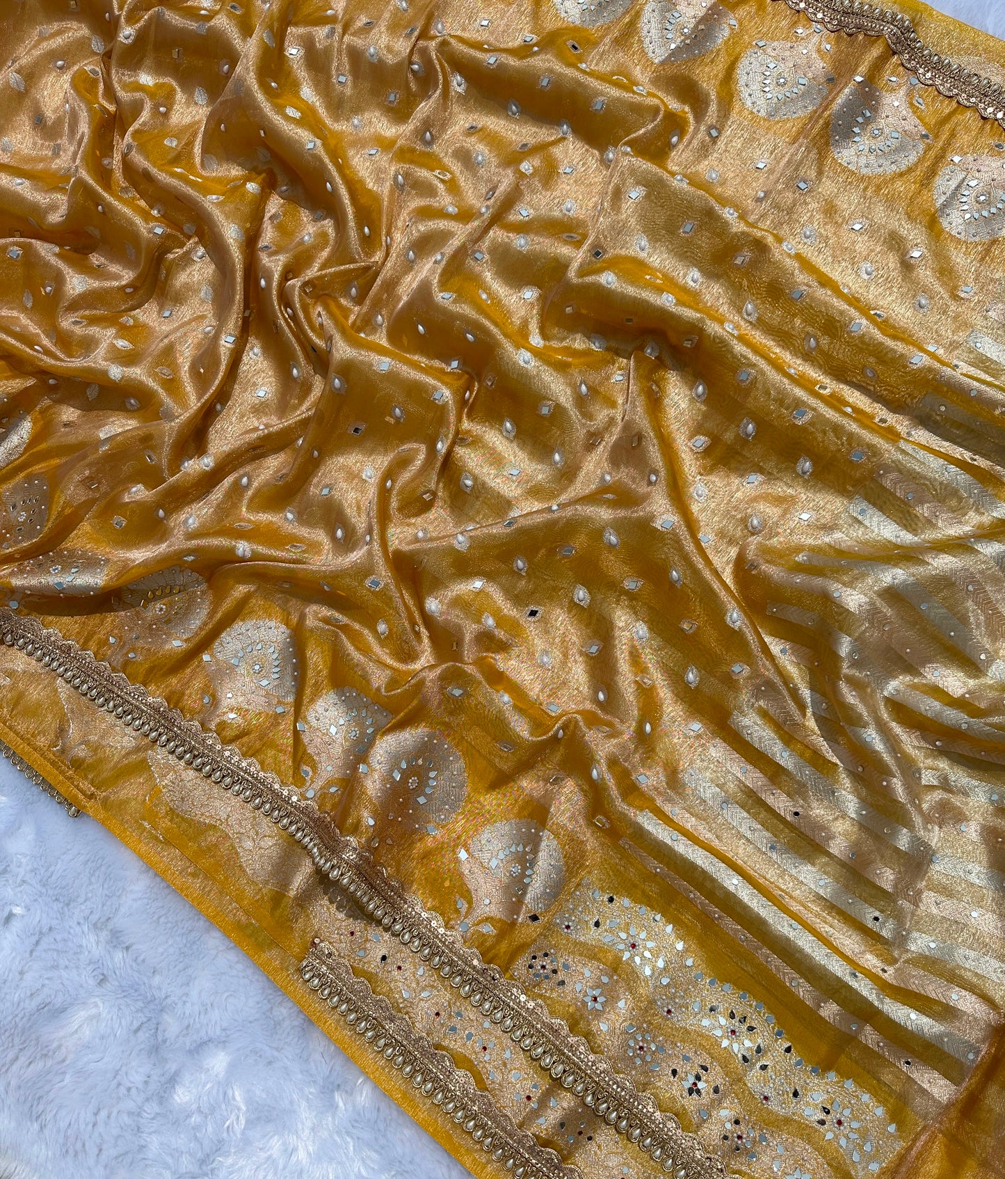 Golden Yellow Soft Tissue Silk Saree