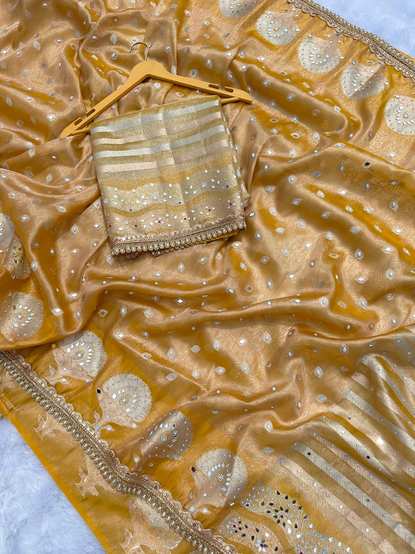 Golden Yellow Soft Tissue Silk Saree