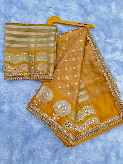 Golden Yellow Soft Tissue Silk Saree
