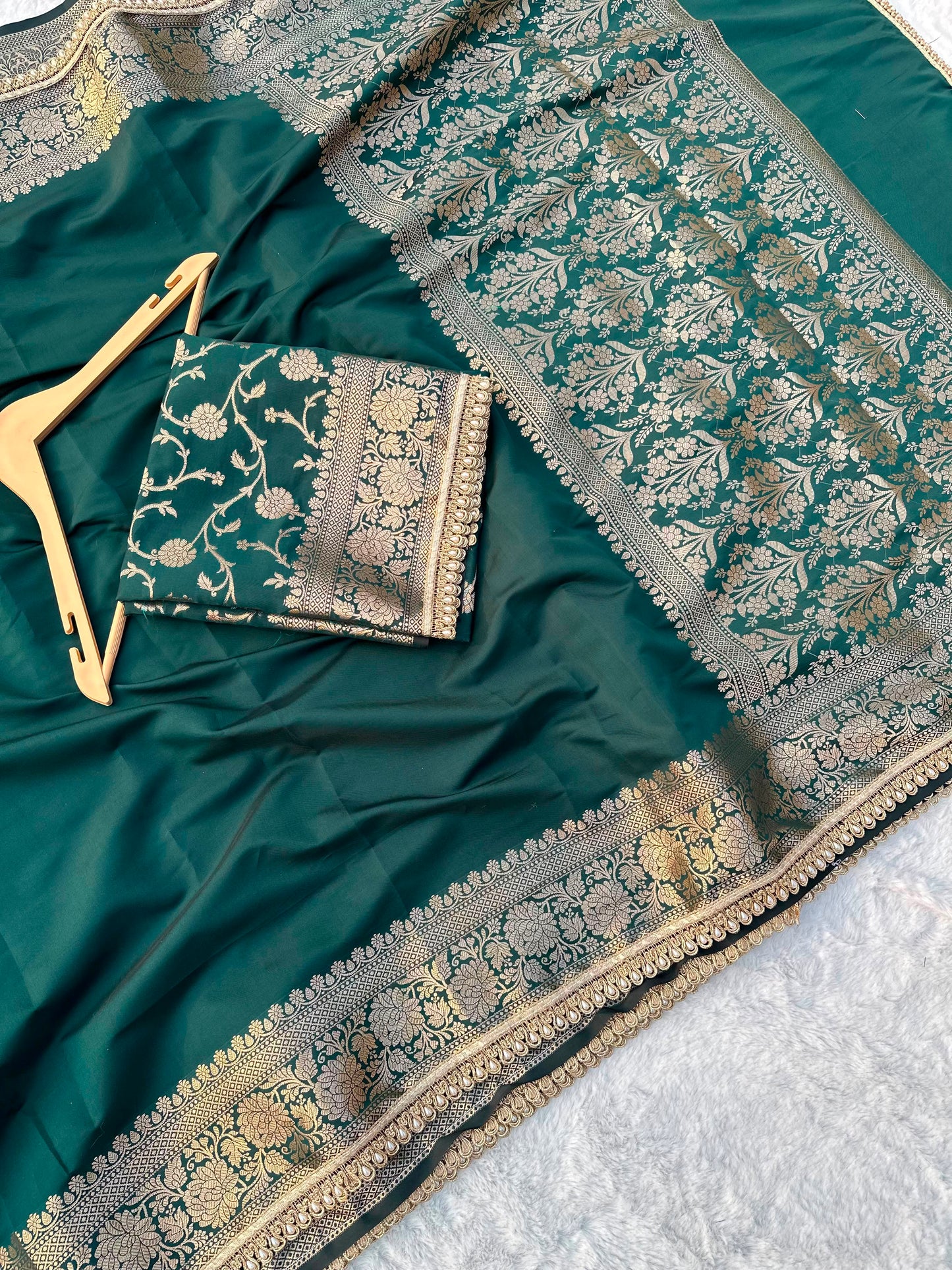 Green Banarasi Soft Silk Saree