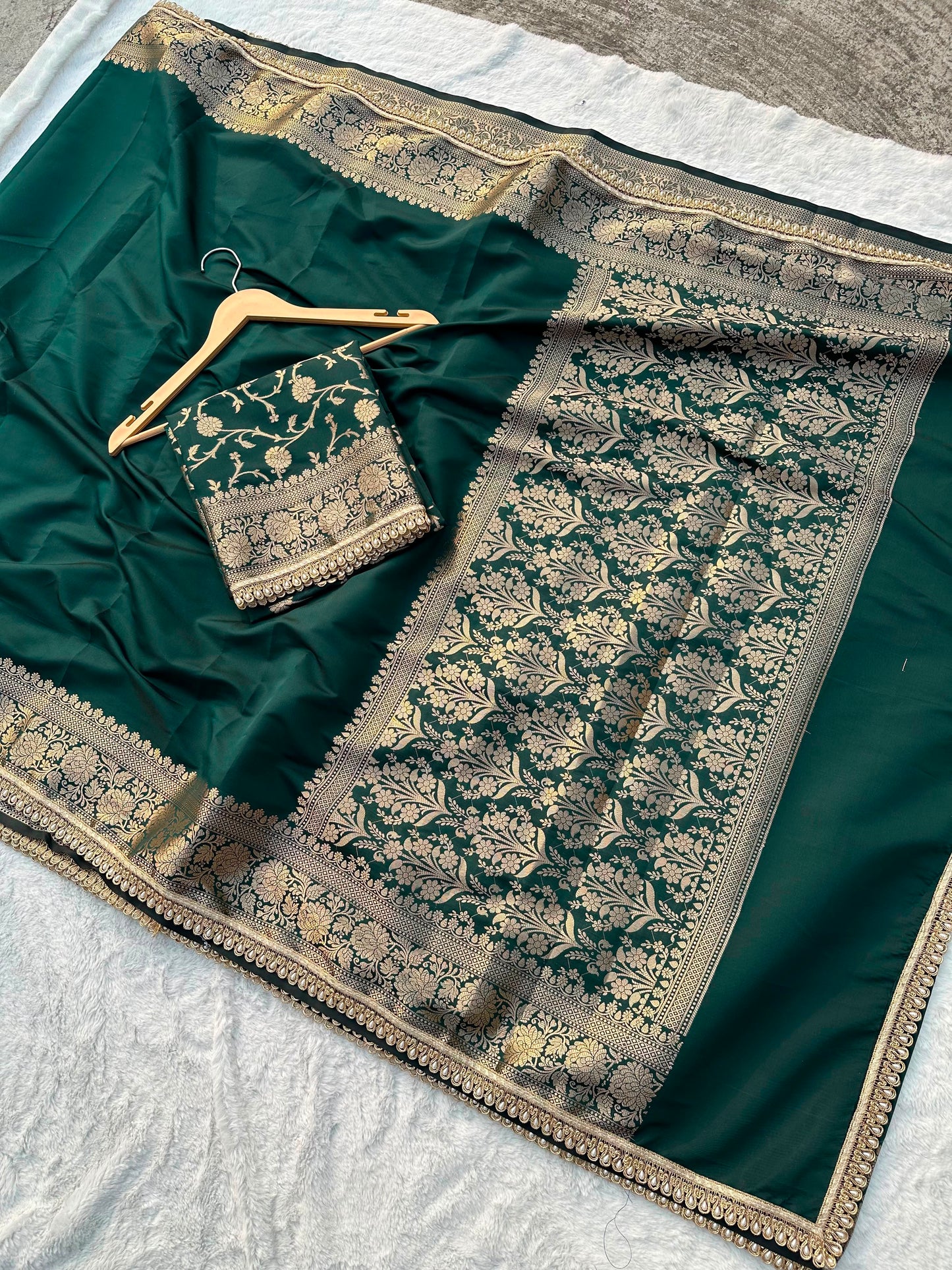 Green Banarasi Soft Silk Saree
