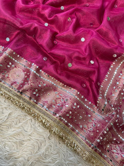 Rani Pink Maharani Soft Glass Tissue Silk Saree