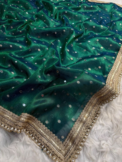 Peacock Mirror Tissue Saree