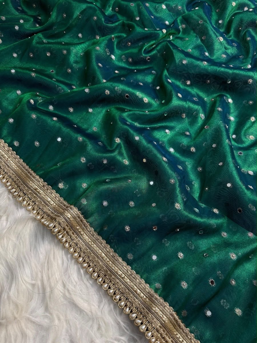 Peacock Mirror Tissue Saree