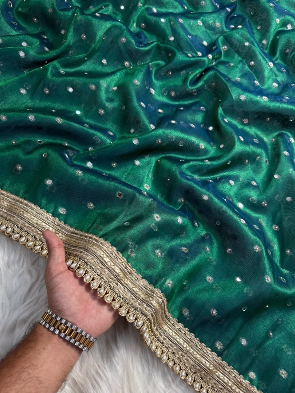 Peacock Mirror Tissue Saree