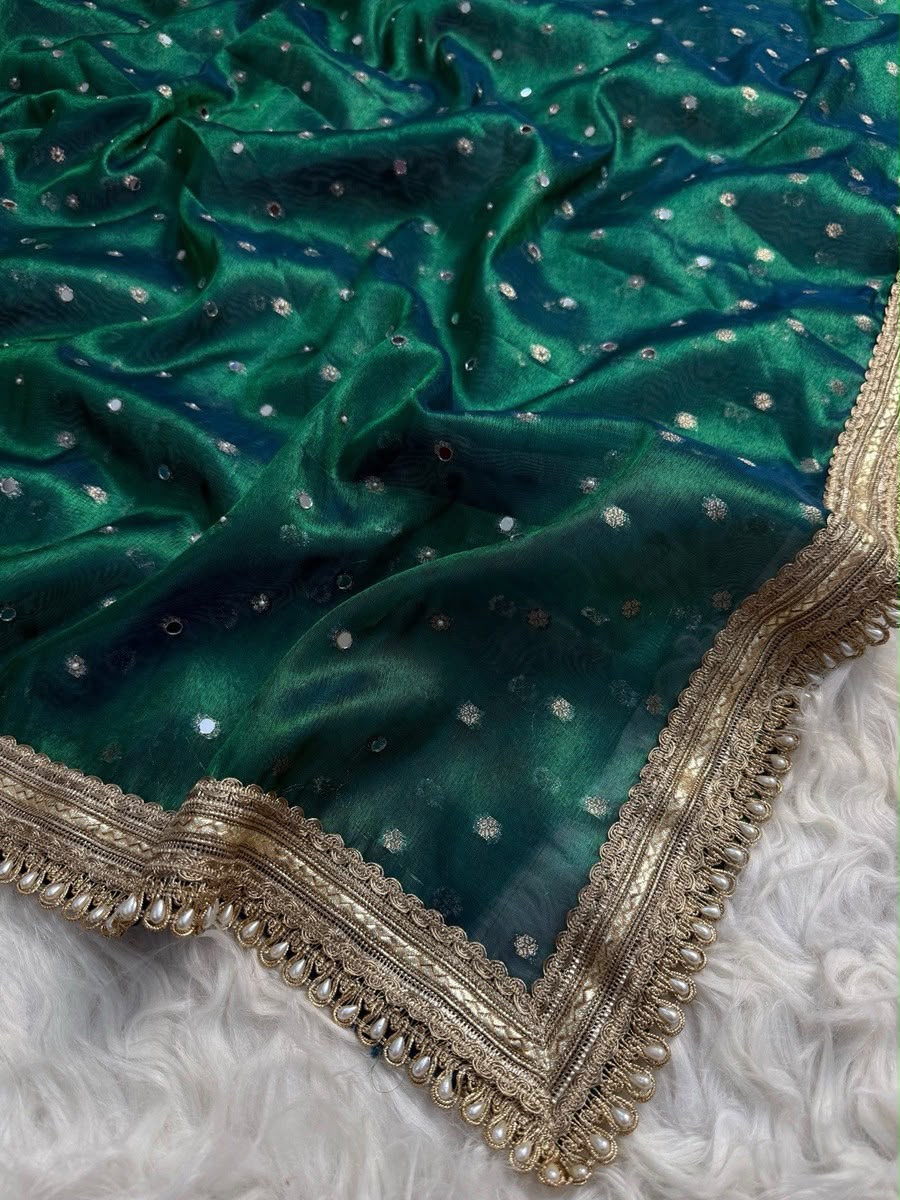 Peacock Mirror Tissue Saree