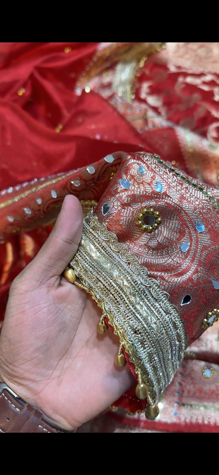 Red Ghungroo Banarasi Soft Tissue Silk Saree