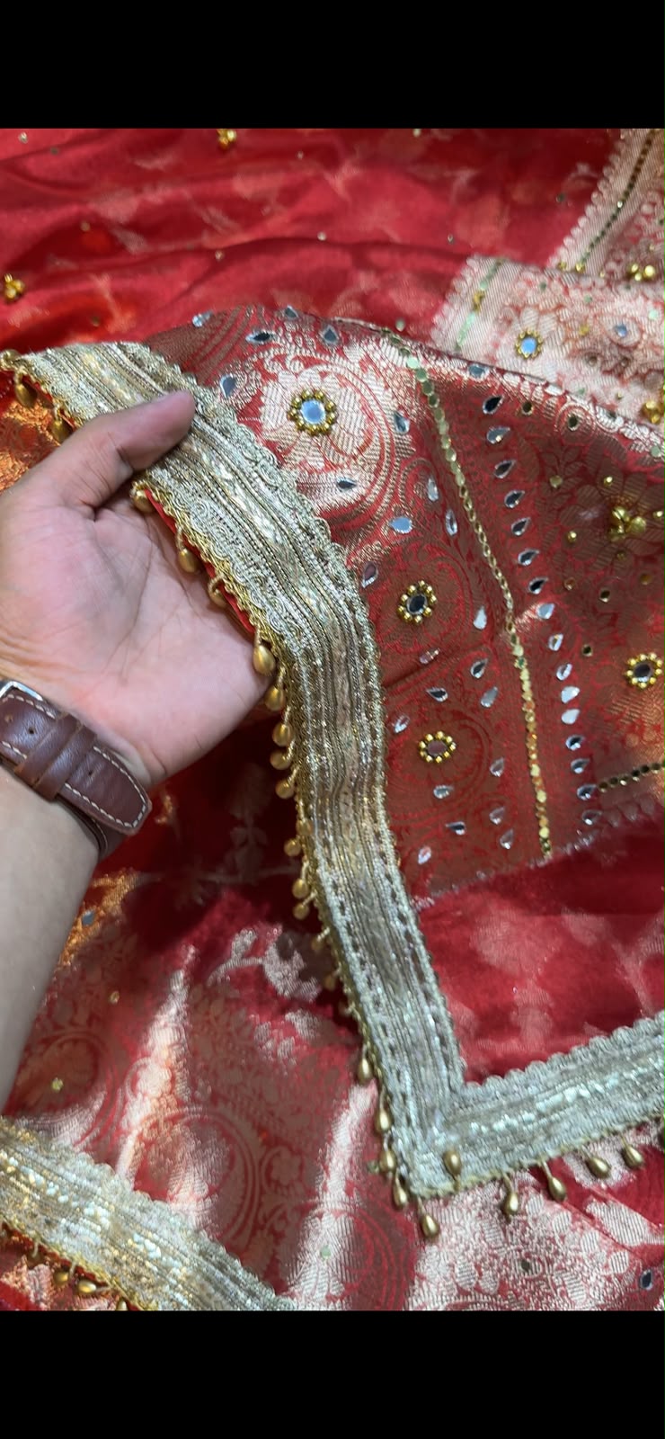 Red Ghungroo Banarasi Soft Tissue Silk Saree