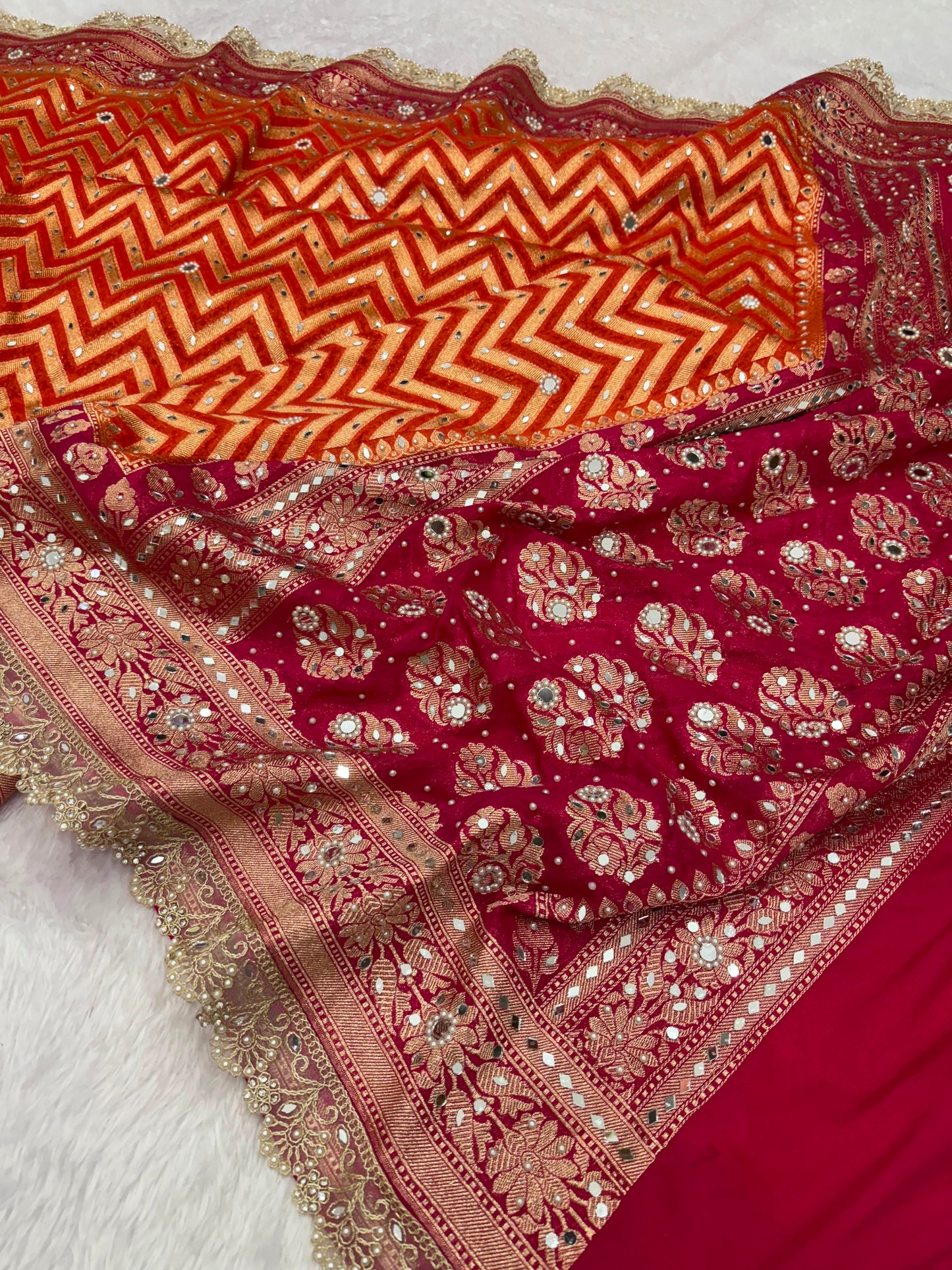Sunset Shade Banarasi Katan Saree