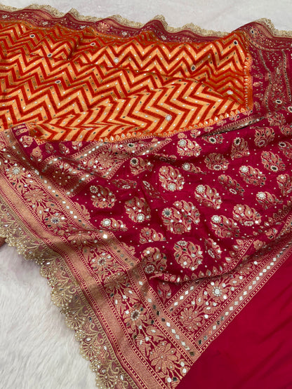 Sunset Shade Banarasi Katan Saree