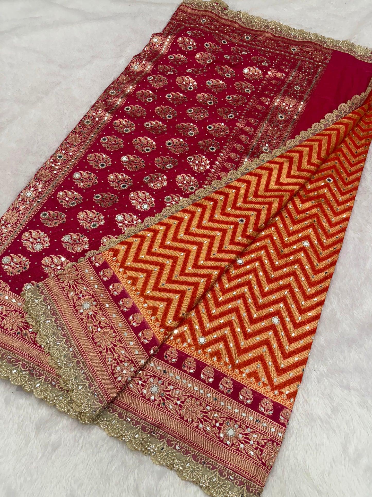 Sunset Shade Banarasi Katan Saree