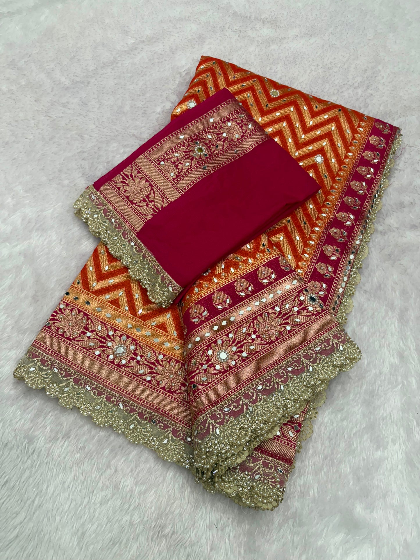 Sunset Shade Banarasi Katan Saree