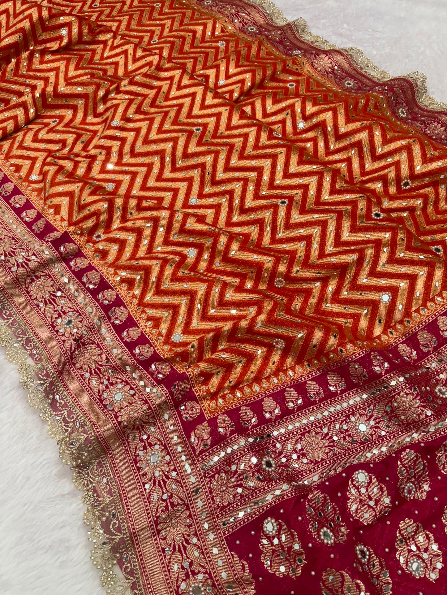 Sunset Shade Banarasi Katan Saree