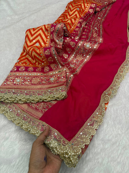 Sunset Shade Banarasi Katan Saree