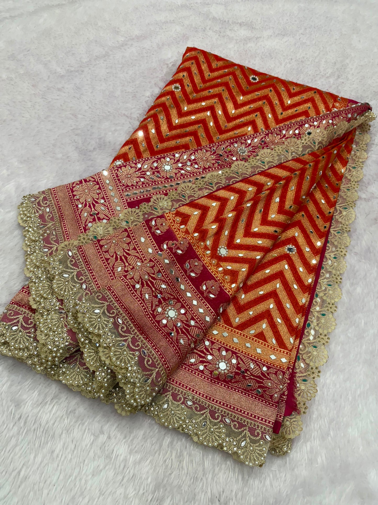 Sunset Shade Banarasi Katan Saree