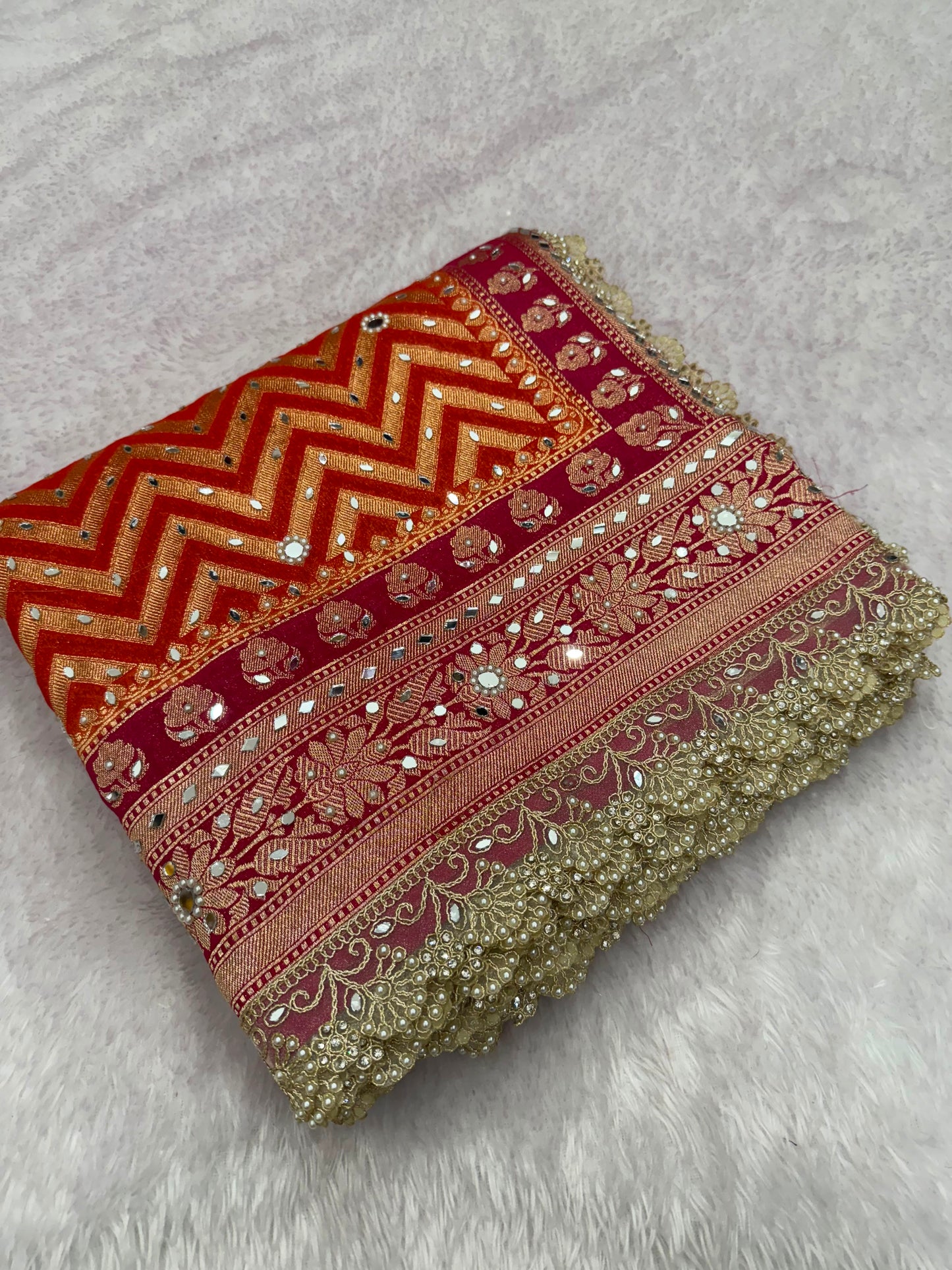 Sunset Shade Banarasi Katan Saree