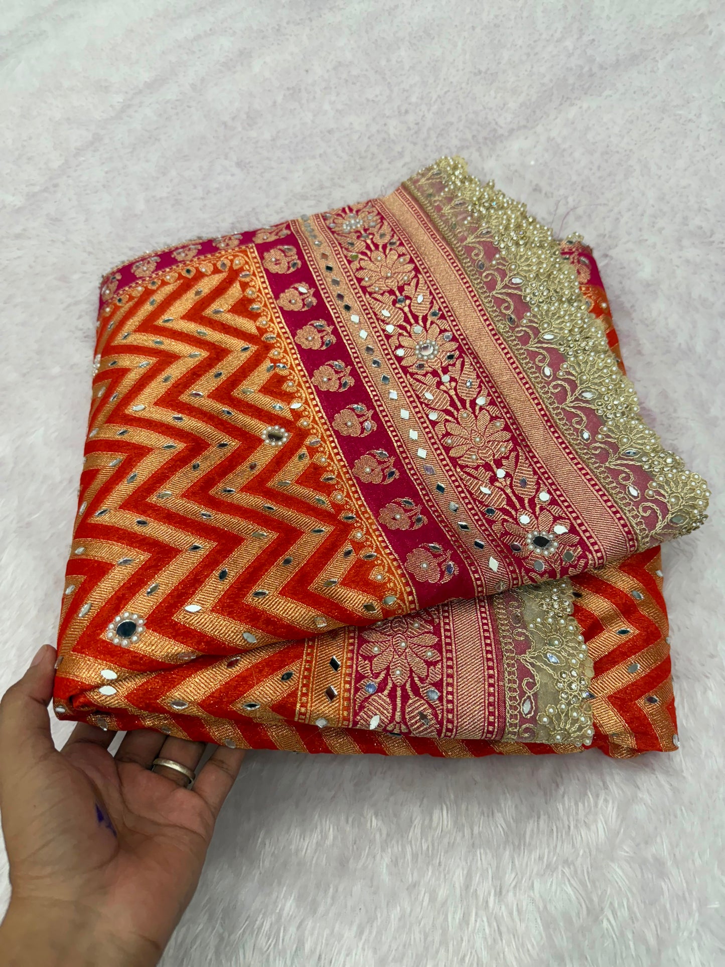 Sunset Shade Banarasi Katan Saree
