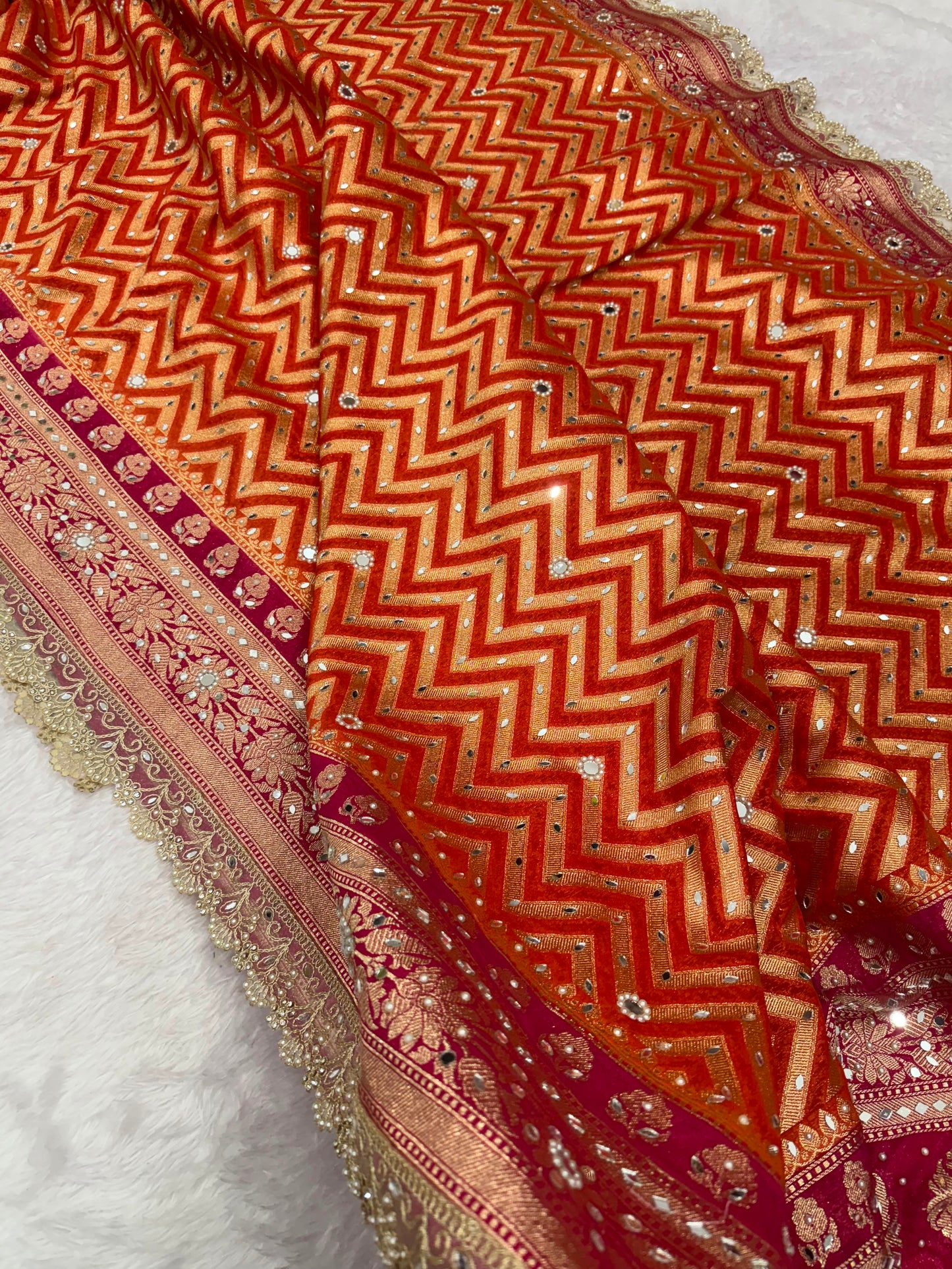 Sunset Shade Banarasi Katan Saree