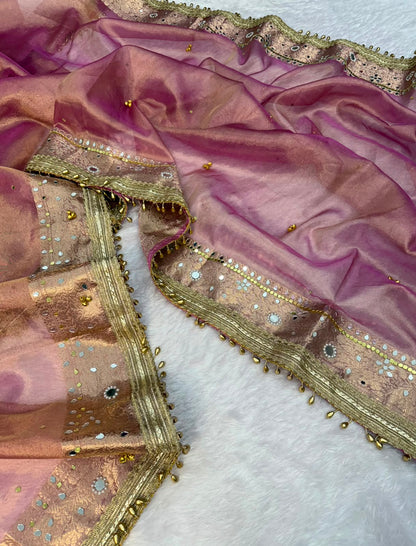 Pink Viral Ghungroo Saree – Banarasi Soft Tissue Silk | Thesareeghar