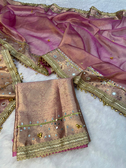 Pink Viral Ghungroo Saree – Banarasi Soft Tissue Silk | Thesareeghar
