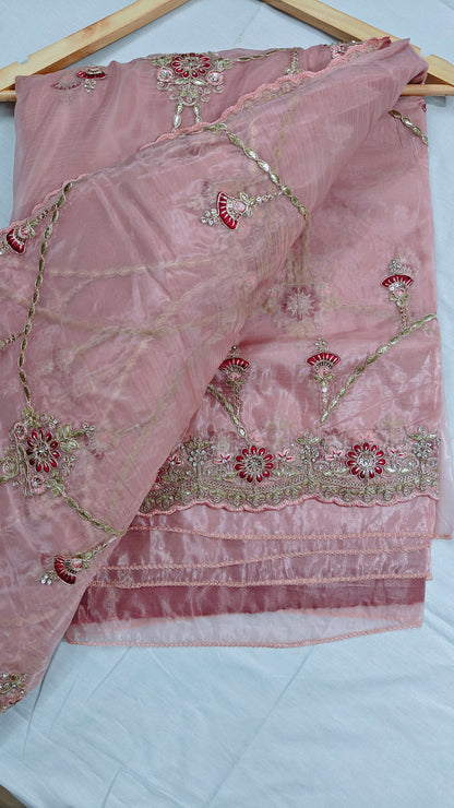 Petal Pink Gotta Patti Soft Silk Saree