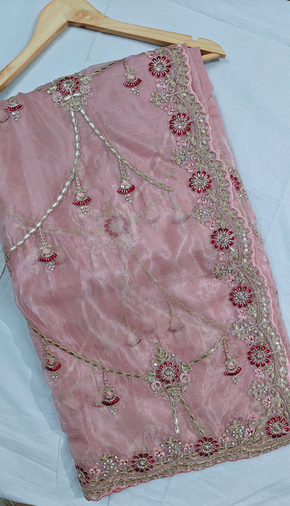 Petal Pink Gotta Patti Soft Silk Saree