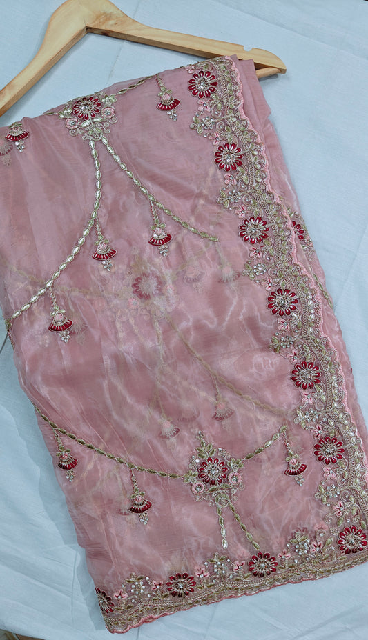 Petal Pink Gotta Patti Soft Silk Saree