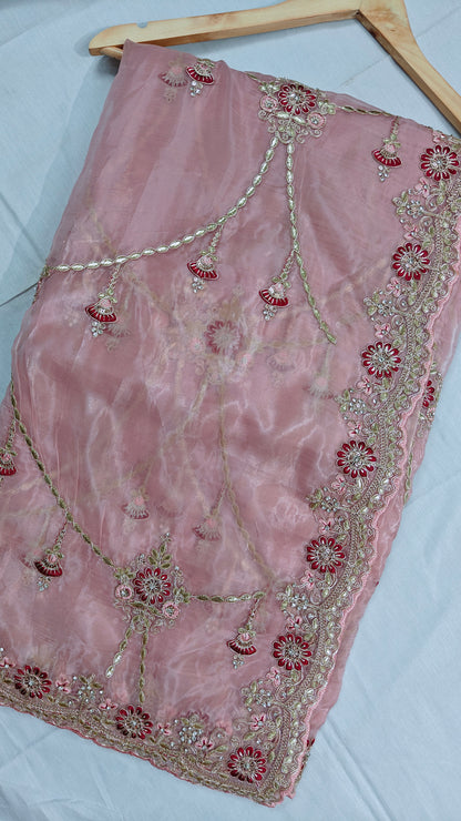Petal Pink Gotta Patti Soft Silk Saree