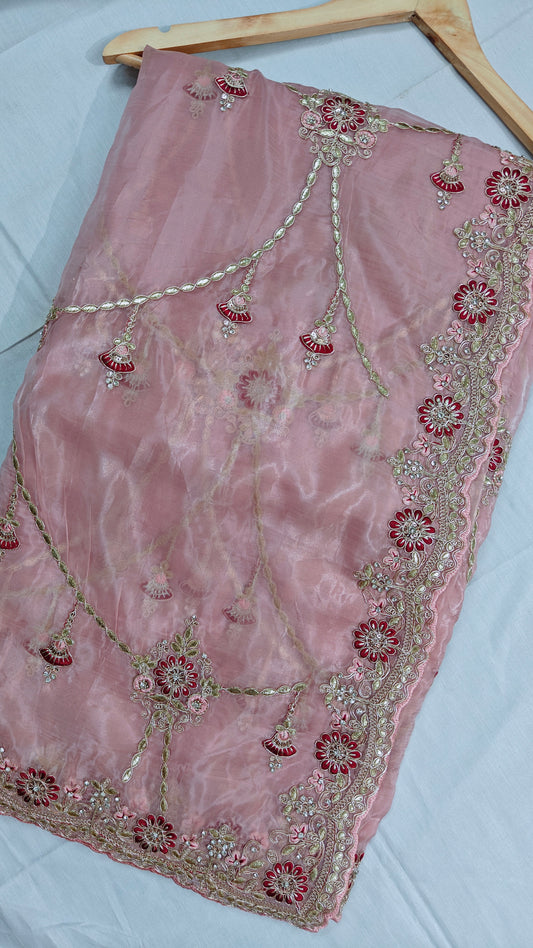 Petal Pink Gotta Patti Soft Silk Saree