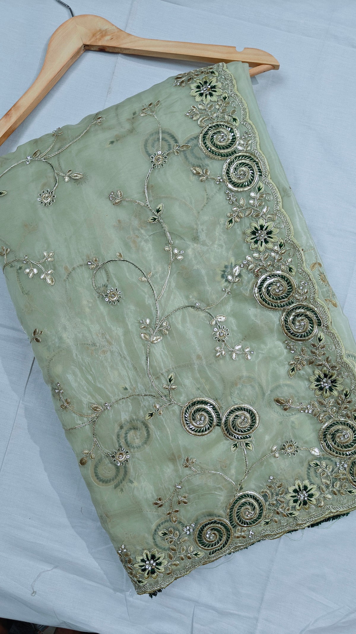 Pista Green Gotta Patti Soft Silk Saree