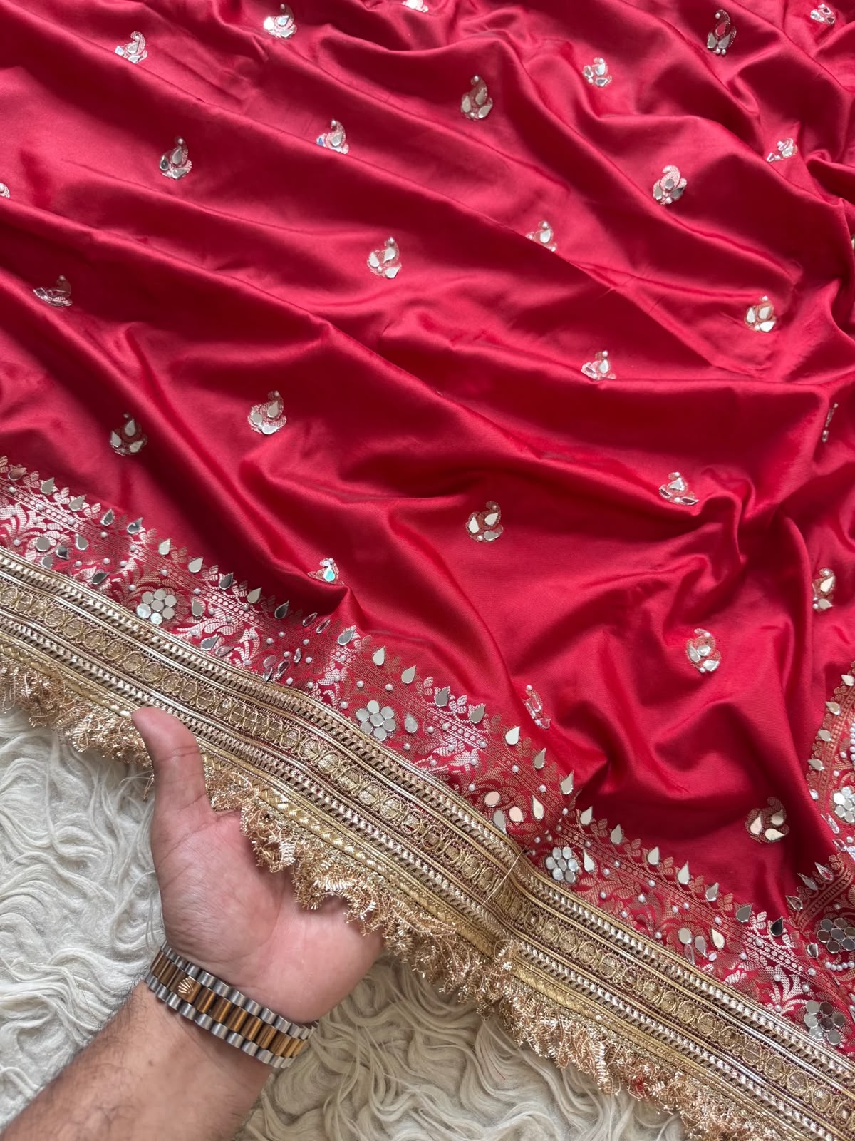 Deep Red Banarasi Warm Silk Saree