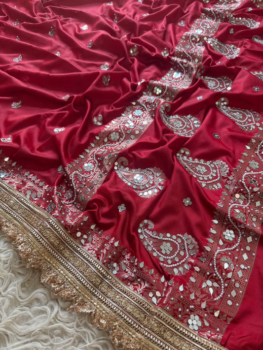 Deep Red Banarasi Warm Silk Saree