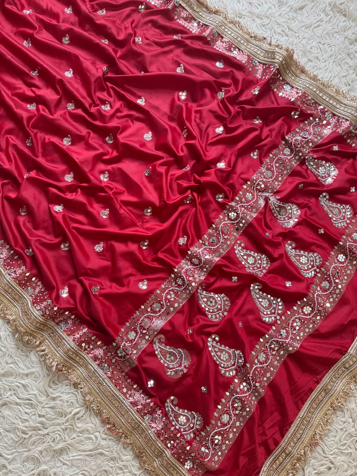 Deep Red Banarasi Warm Silk Saree