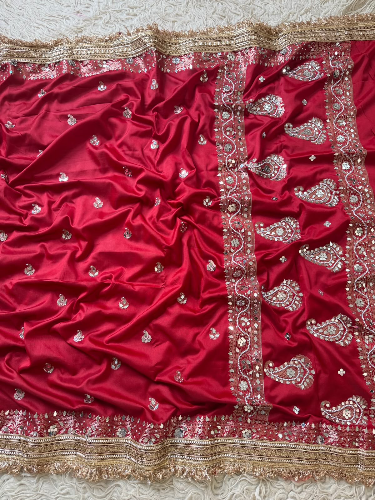 Deep Red Banarasi Warm Silk Saree