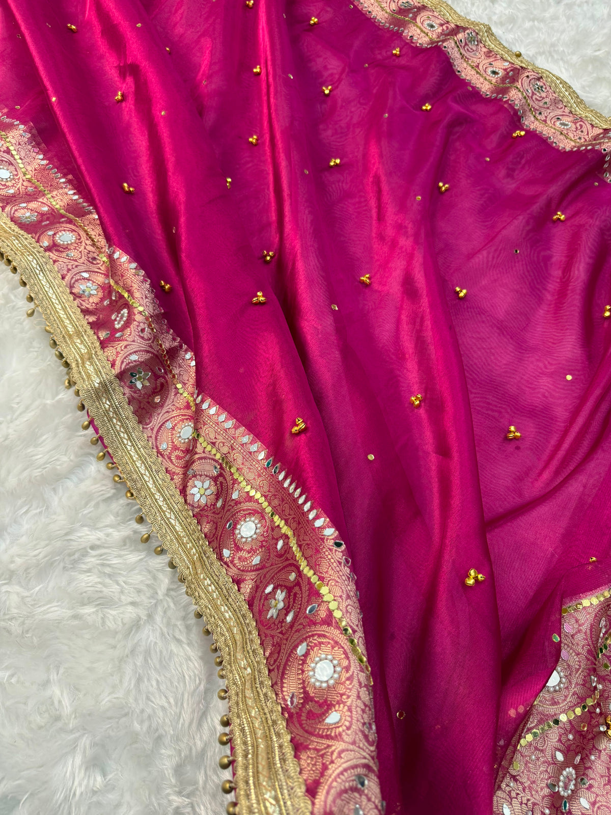 Rani Pink Viral Ghungroo Saree – Banarasi Soft Tissue Silk | Thesareeghar