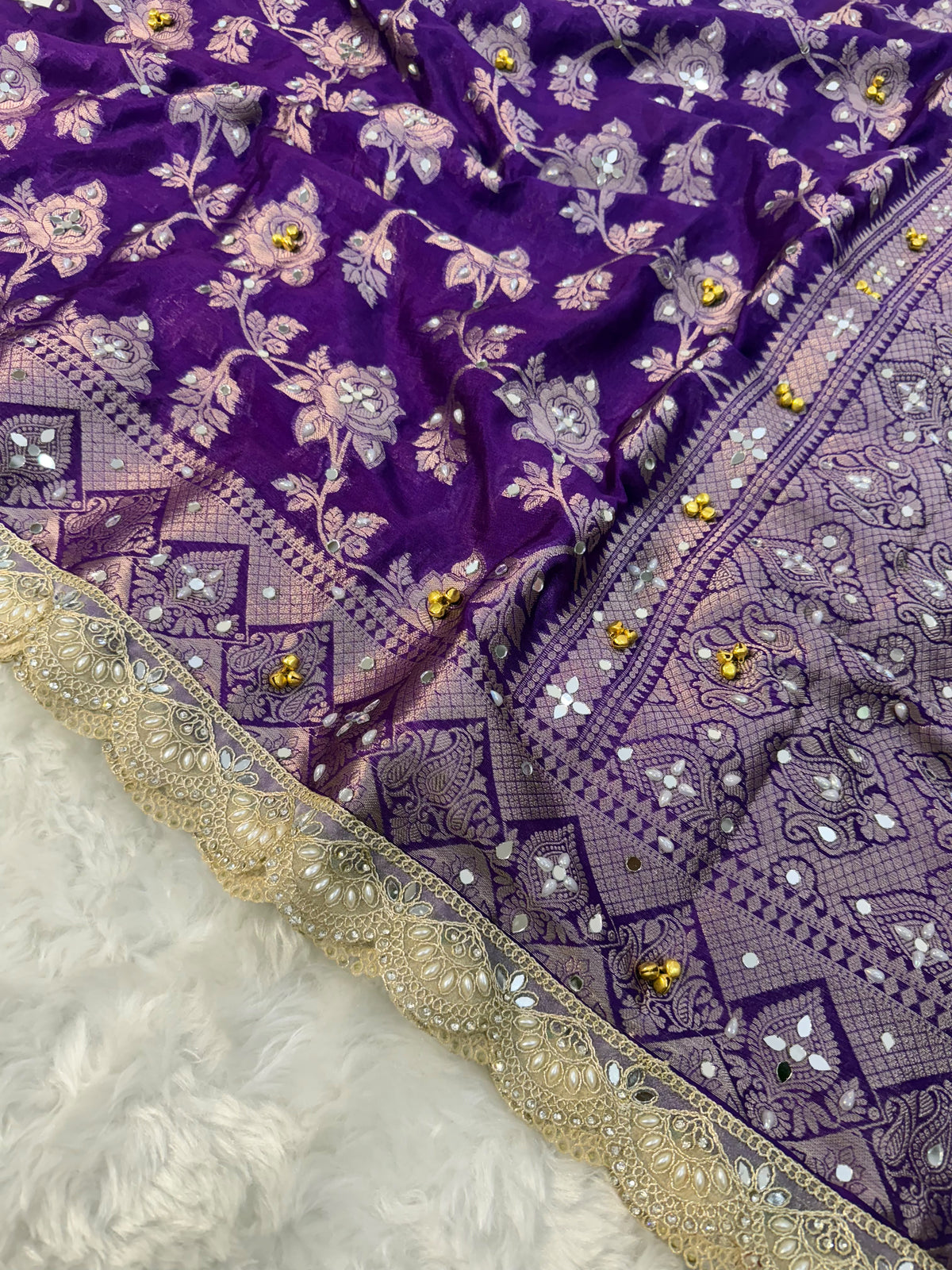 Purple Viral Ghungroo Saree – Banarasi Warm Silk | Thesareeghar