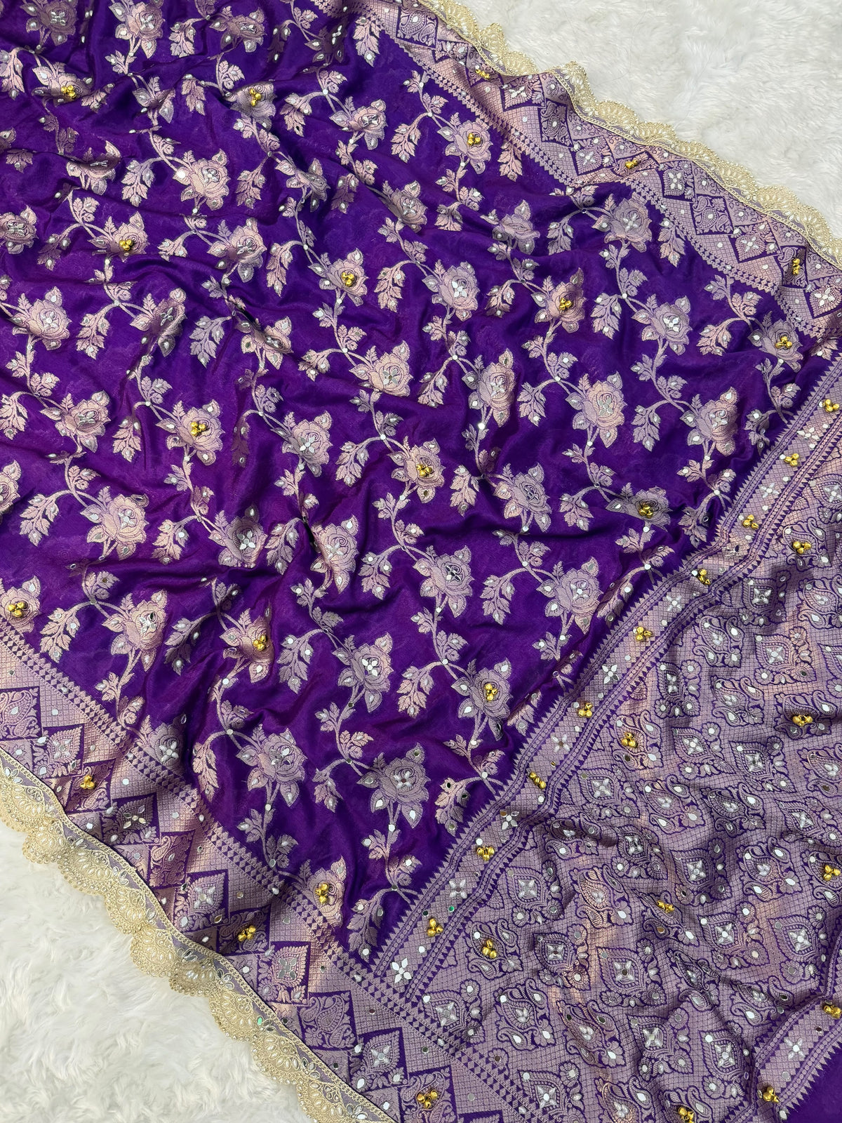 Purple Viral Ghungroo Saree – Banarasi Warm Silk | Thesareeghar