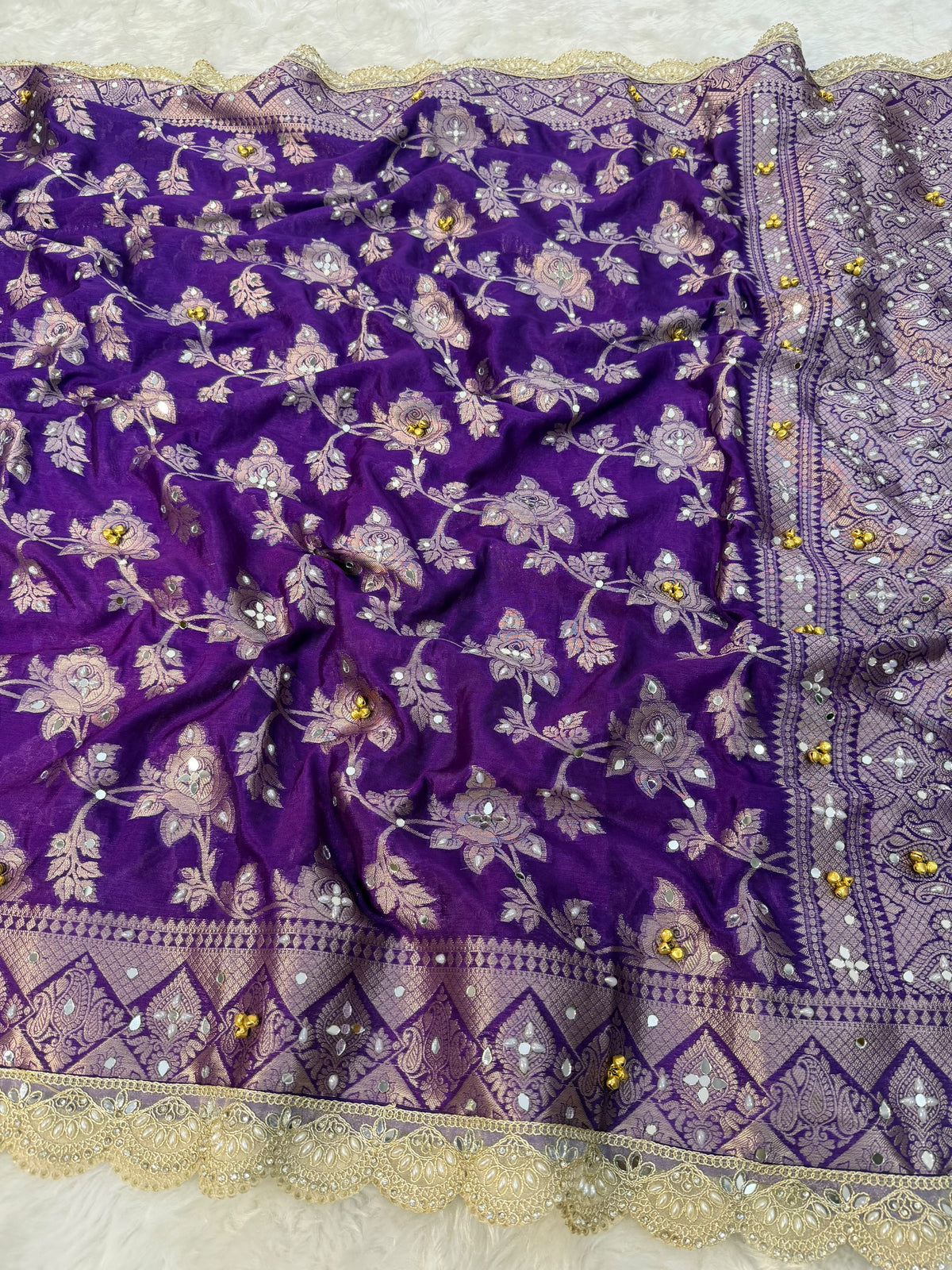 Purple Viral Ghungroo Saree – Banarasi Warm Silk | Thesareeghar