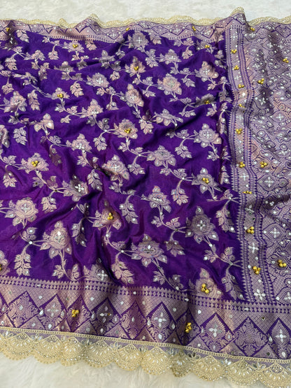 Purple Viral Ghungroo Saree – Banarasi Warm Silk | Thesareeghar