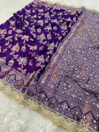 Purple Viral Ghungroo Saree – Banarasi Warm Silk | Thesareeghar