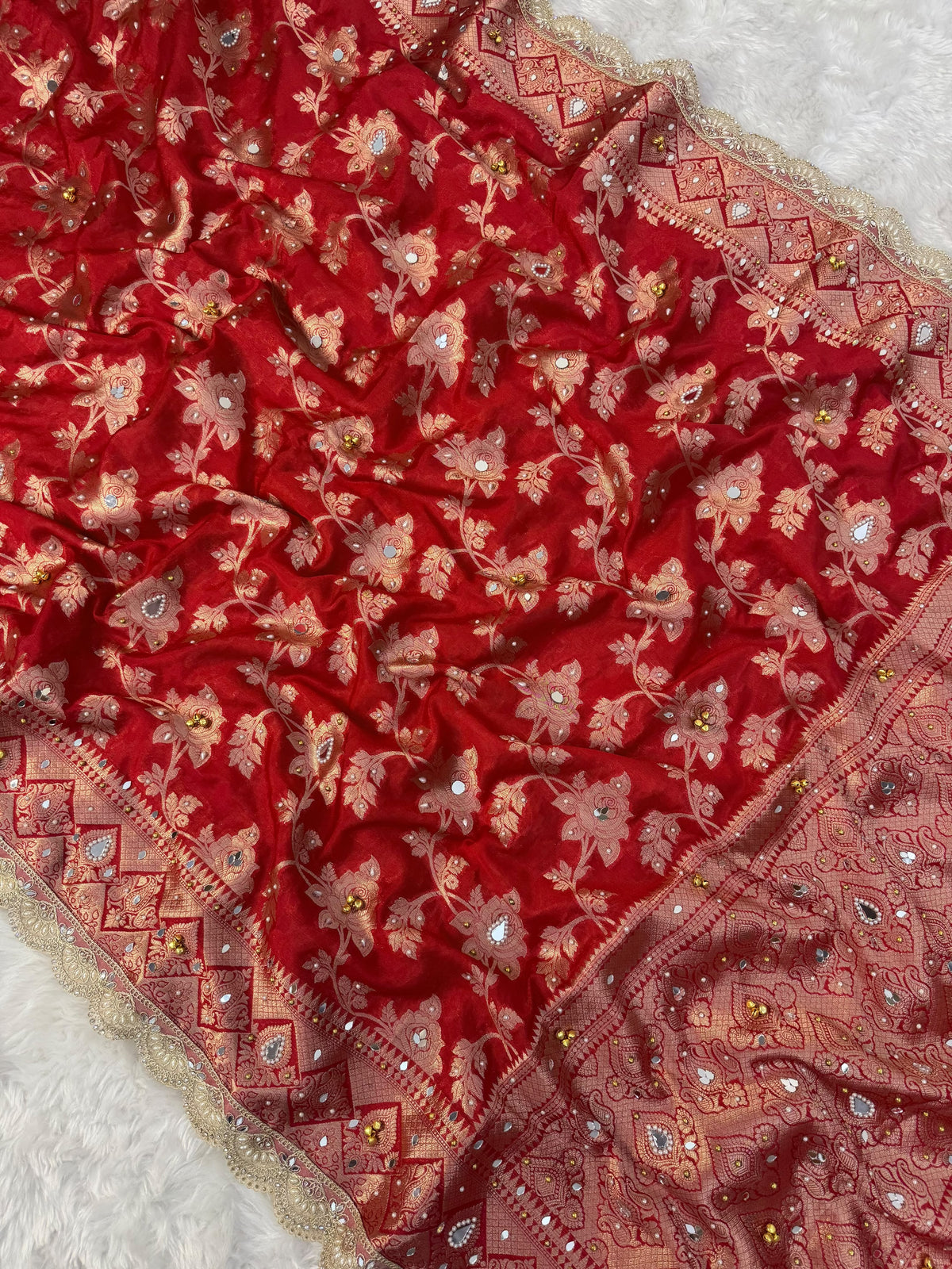 Red Viral Ghungroo Saree – Banarasi Warm Silk | Thesareeghar